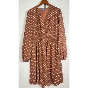 Draper James Womens Dress Size XXL Tan Polka Dot NWT
